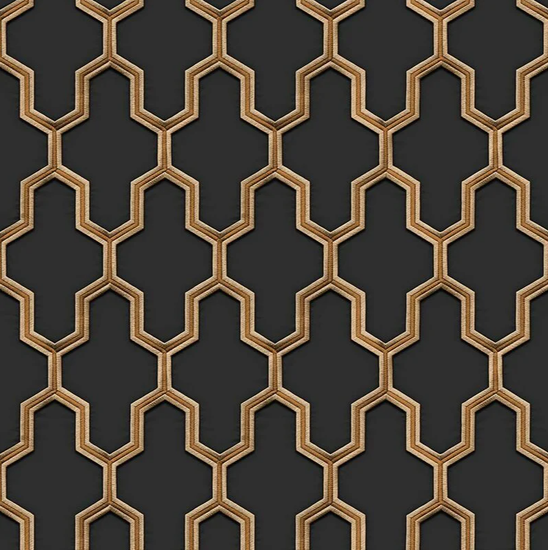 Debona Fabric Touch Wallpaper - Black/Gold