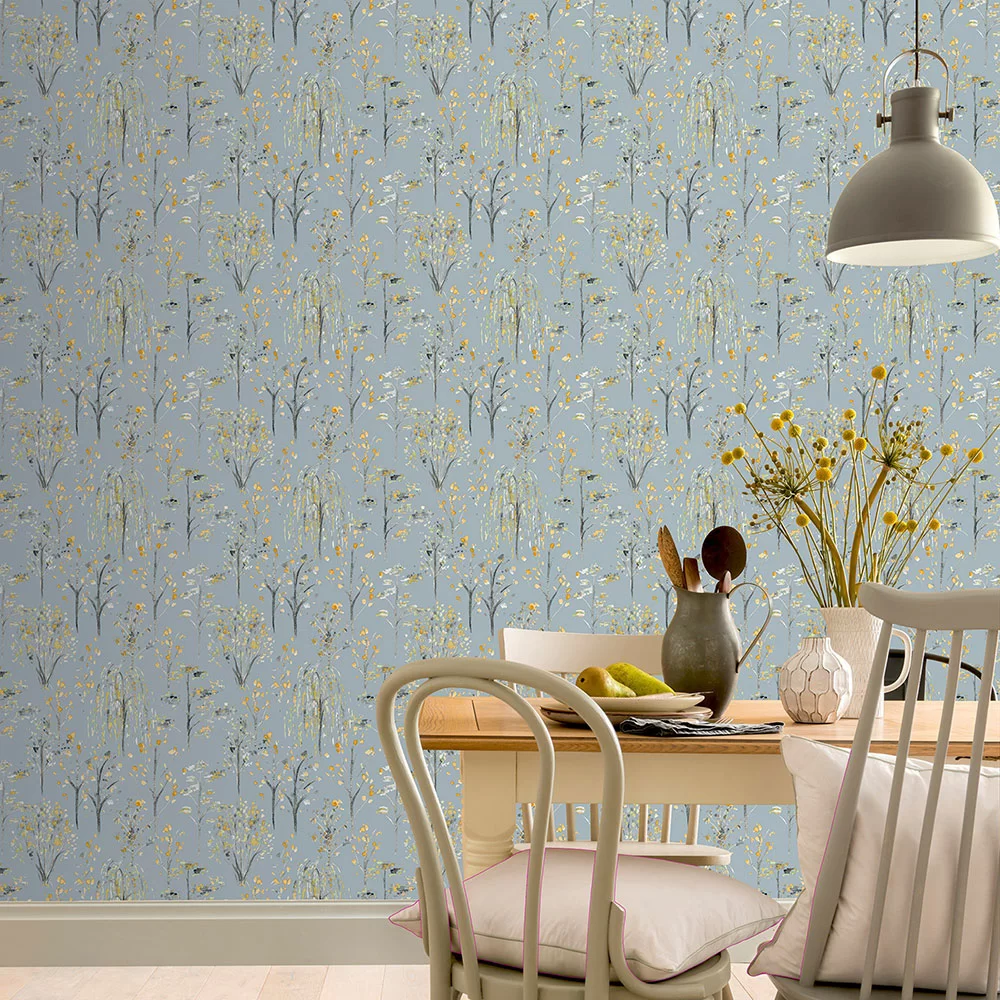 Arthouse Watercolour Tree Wallpaper - Grey/Ochre - Image 5